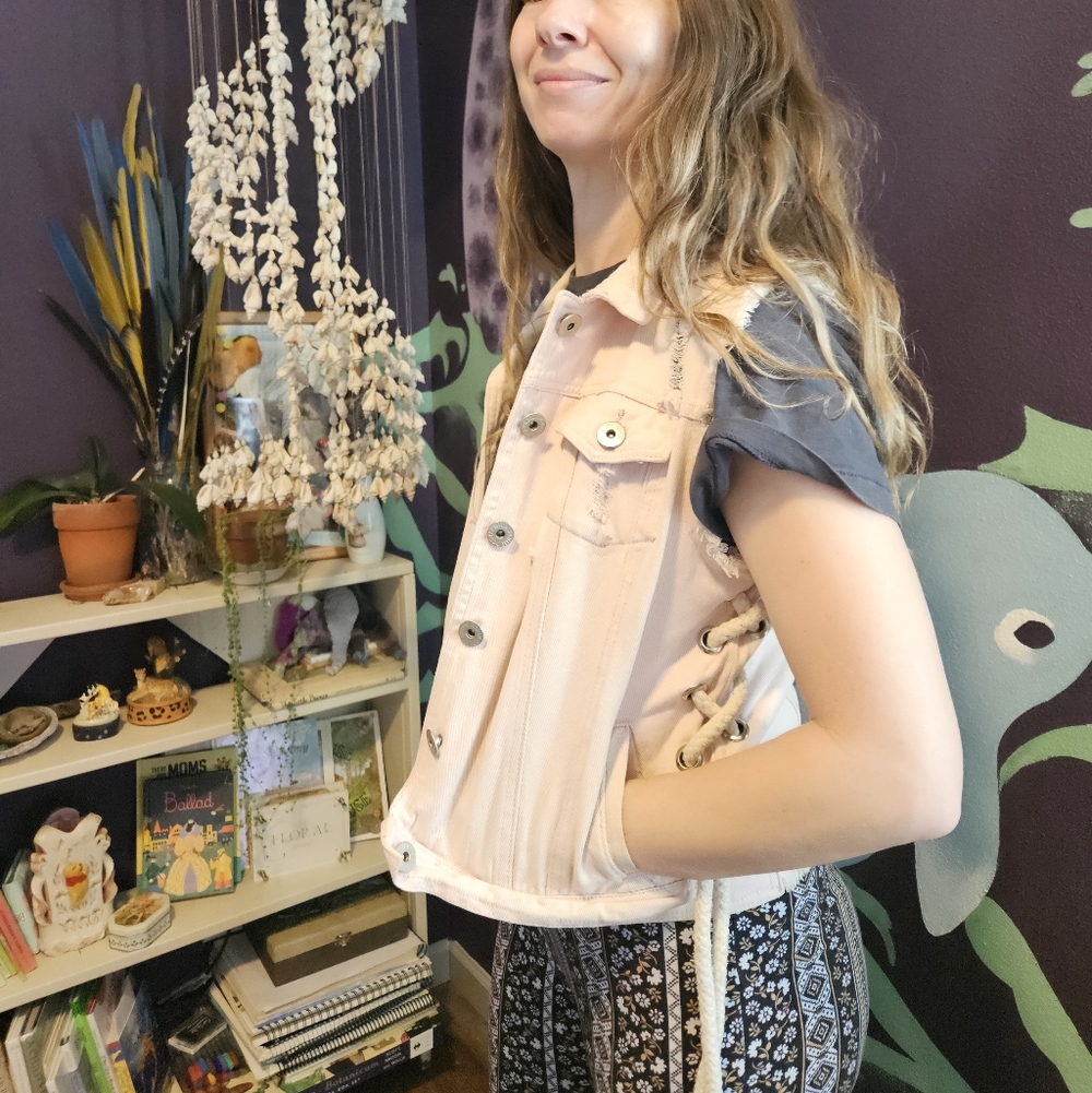 Pink Denim Vest